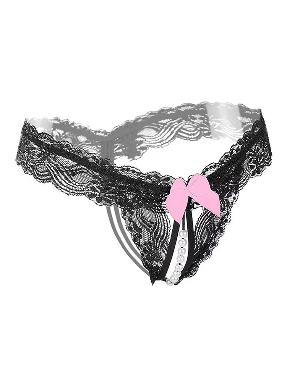 5 Pack Floral Lace Thong Lingerie for Women Bow-Knot G-String Sexy Pearl Comfy T-Back Panties