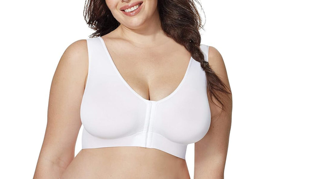 Just My Size Easy-On Front Close Wirefree Bra-front closure bra​